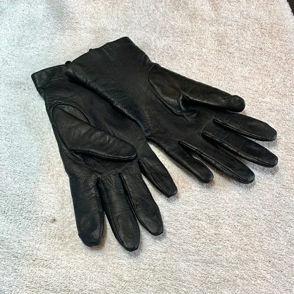 Black Leather Gloves by Charter Club Size Medium